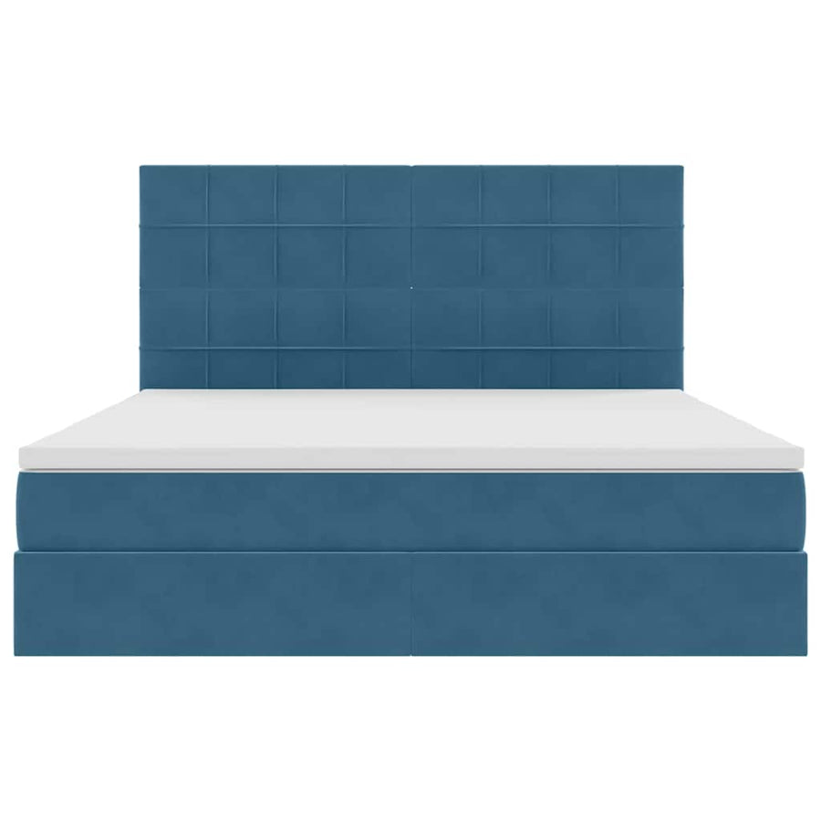 Opbergbed met LED met matras Donkerblauw 160 x 200 cm Fluweel