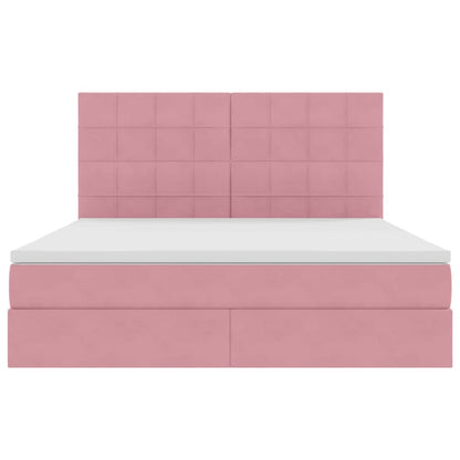 Opbergbed met LED met matras Roze 160 x 200 cm Fluweel