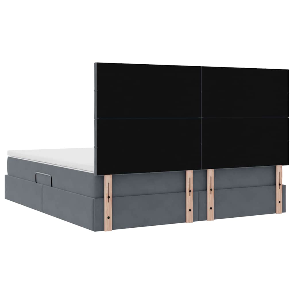 Opbergbed met LED met matras Donkergrijs 180 x 200 cm Fluweel
