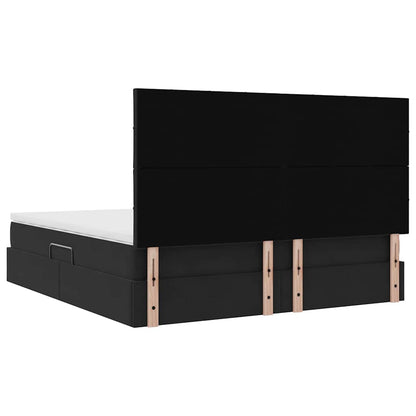 Opbergbed met LED met matras Zwart 180 x 200 cm Fluweel