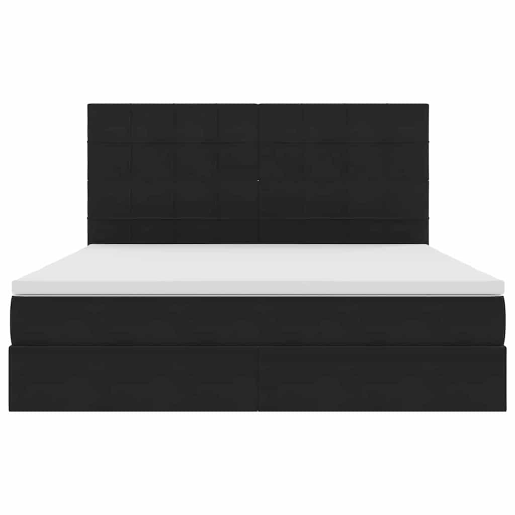 Opbergbed met LED met matras Zwart 180 x 200 cm Fluweel