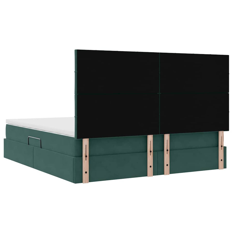 Opbergbed met LED met matras Donkergroen 180 x 200 cm Fluweel