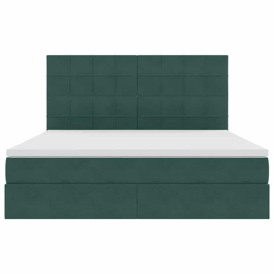 Opbergbed met LED met matras Donkergroen 180 x 200 cm Fluweel