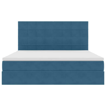 Opbergbed met LED met matras Donkerblauw 180 x 200 cm Fluweel