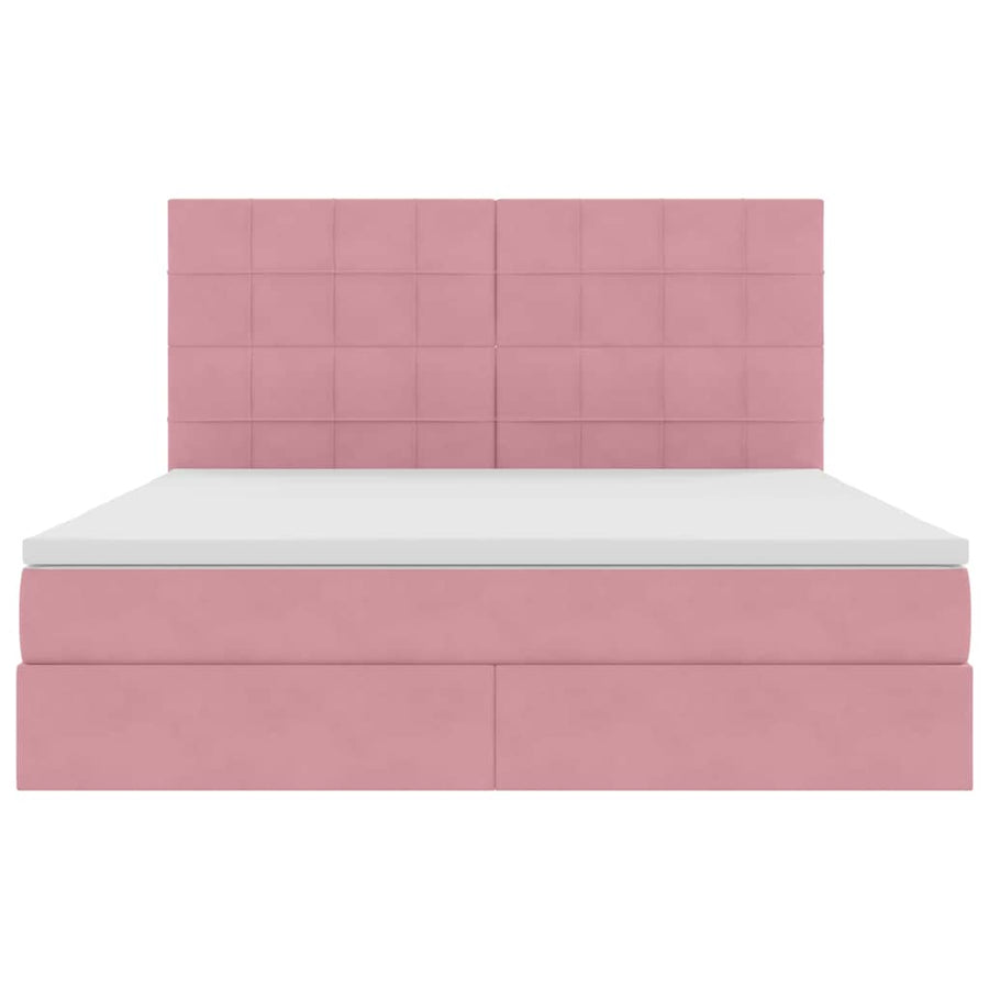 Opbergbed met LED met matras Roze 180 x 200 cm Fluweel