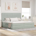 Opslag bed met matras Lichtgrijs 200 x 200 cm Fluweel
