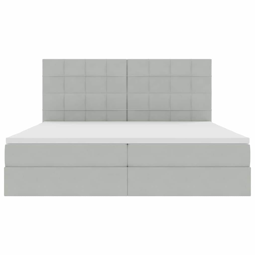 Opbergbed met LED met matras Lichtgrijs 200 x 200 cm Fluweel