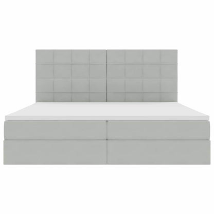 Opbergbed met LED met matras Lichtgrijs 200 x 200 cm Fluweel