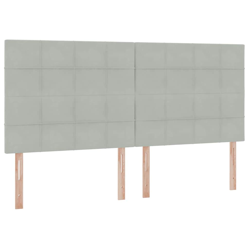 Opbergbed met LED met matras Lichtgrijs 200 x 200 cm Fluweel