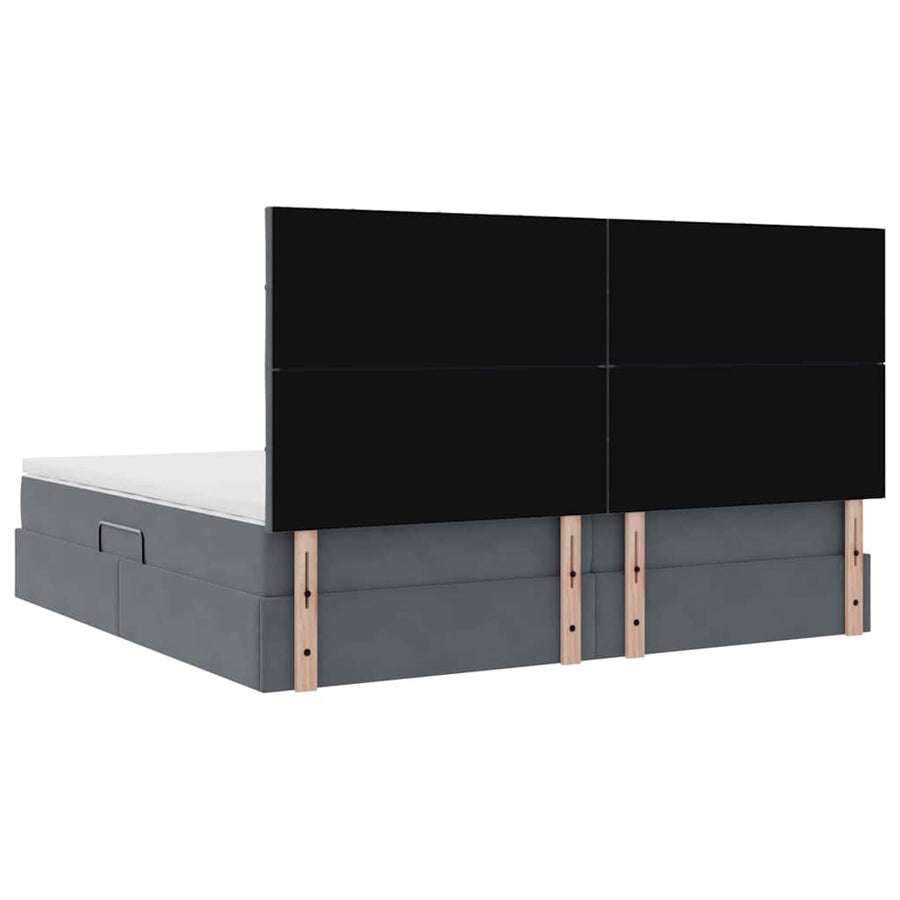 Opbergbed met LED met matras Donkergrijs 200 x 200 cm Fluweel