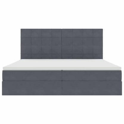 Opbergbed met LED met matras Donkergrijs 200 x 200 cm Fluweel