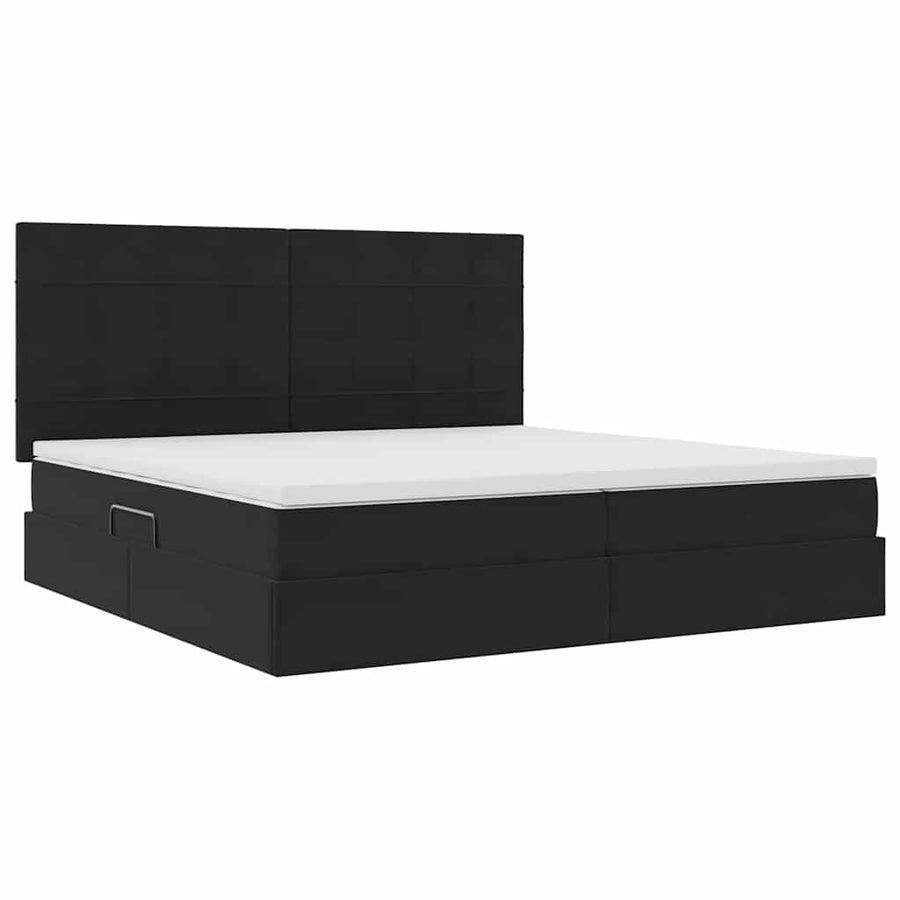 Opbergbed met LED met matras Zwart 200 x 200 cm Fluweel