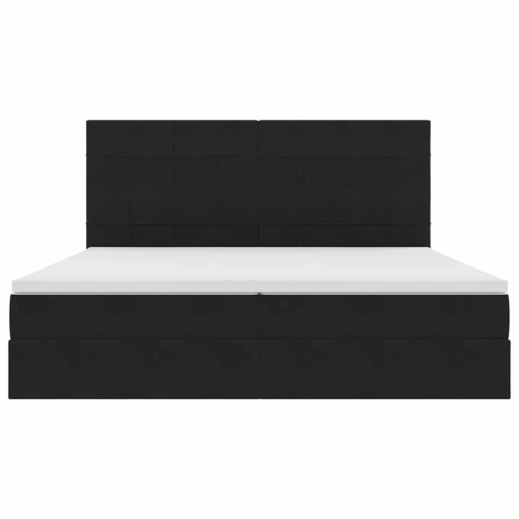 Opbergbed met LED met matras Zwart 200 x 200 cm Fluweel