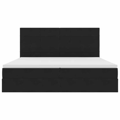 Opbergbed met LED met matras Zwart 200 x 200 cm Fluweel