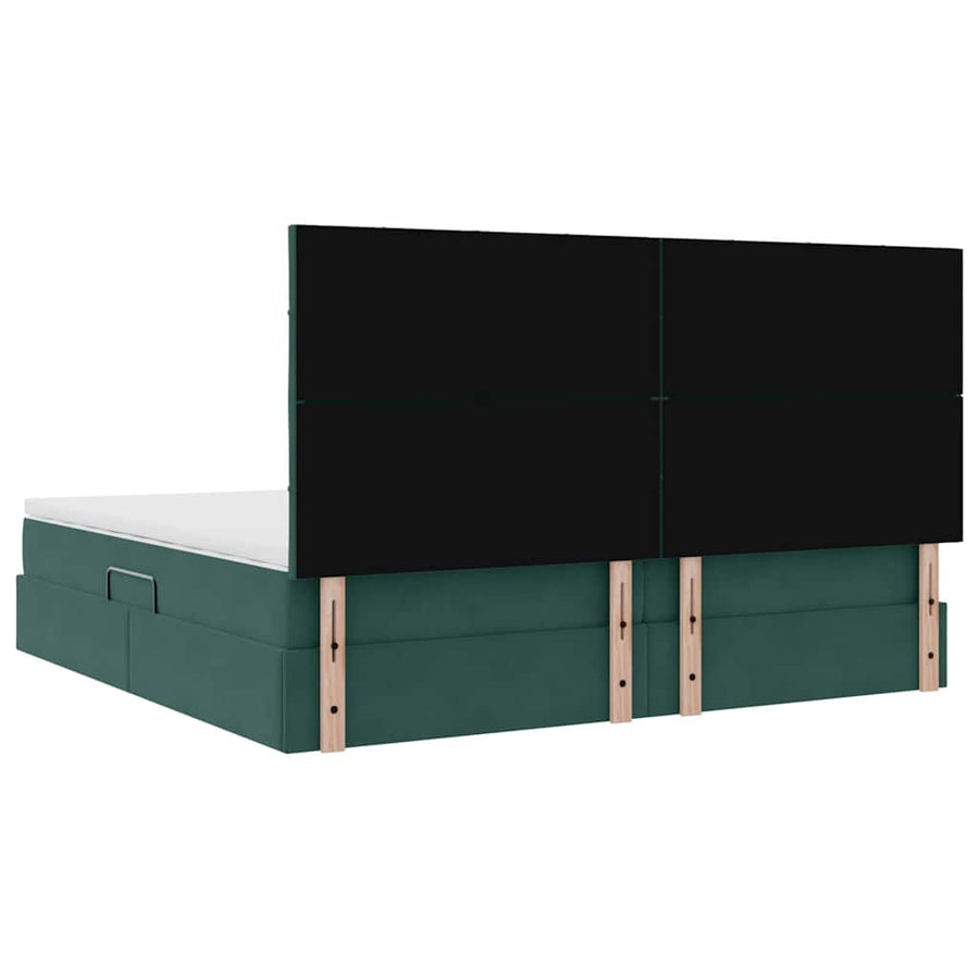 Opslag bed met matras Donkergroen 200 x 200 cm Fluweel