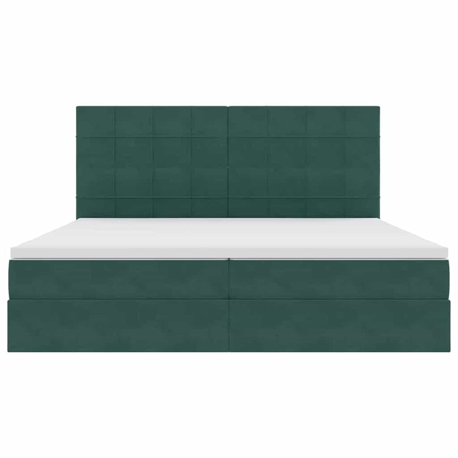 Opslag bed met matras Donkergroen 200 x 200 cm Fluweel