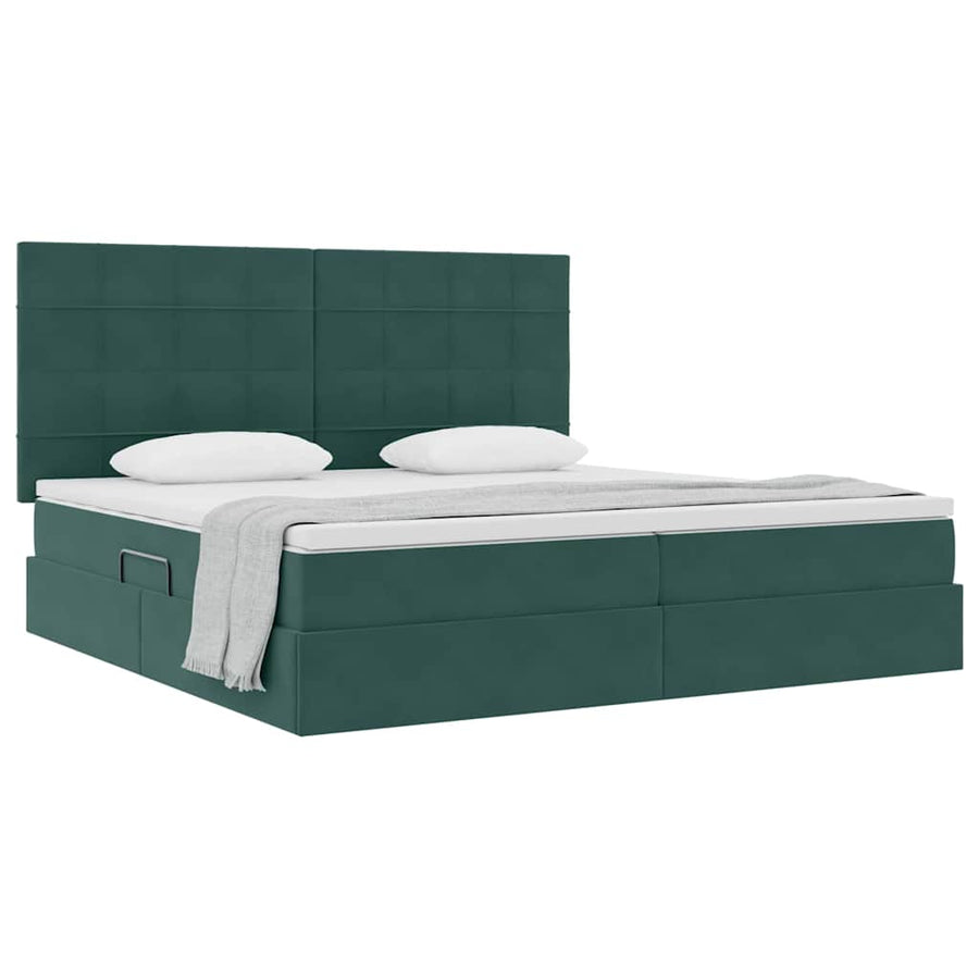 Opslag bed met matras Donkergroen 200 x 200 cm Fluweel