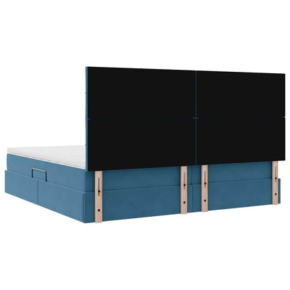 Opbergbed met LED met matras Donkerblauw 200 x 200 cm Fluweel