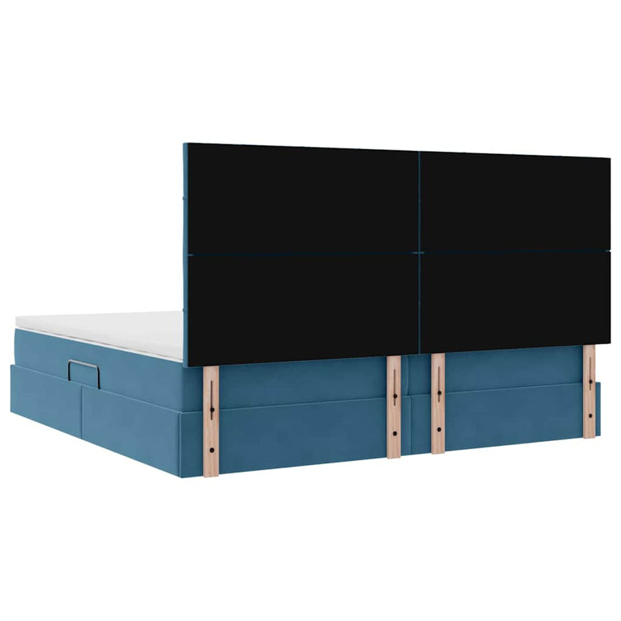 Opbergbed met LED met matras Donkerblauw 200 x 200 cm Fluweel