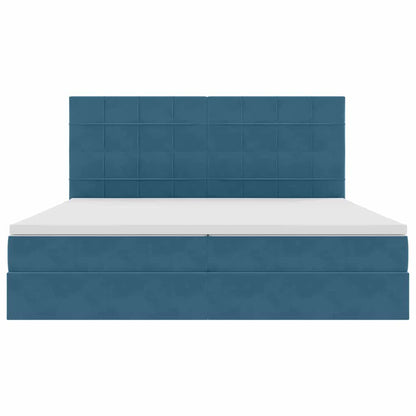 Opbergbed met LED met matras Donkerblauw 200 x 200 cm Fluweel