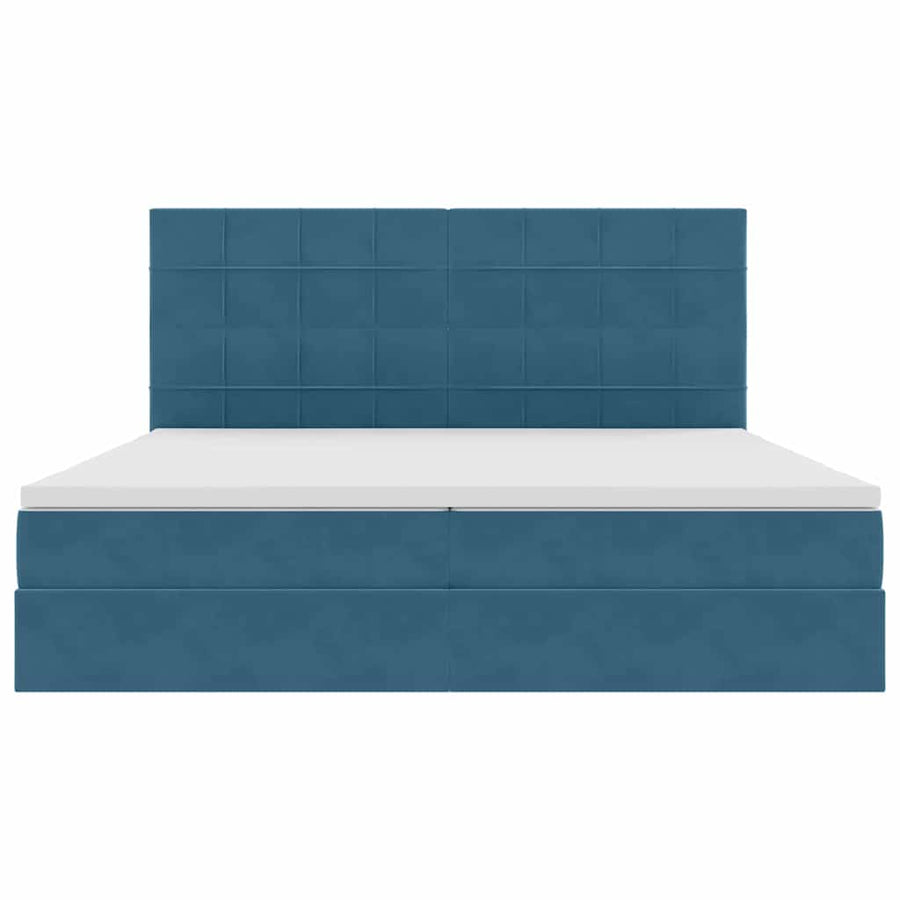 Opbergbed met LED met matras Donkerblauw 200 x 200 cm Fluweel