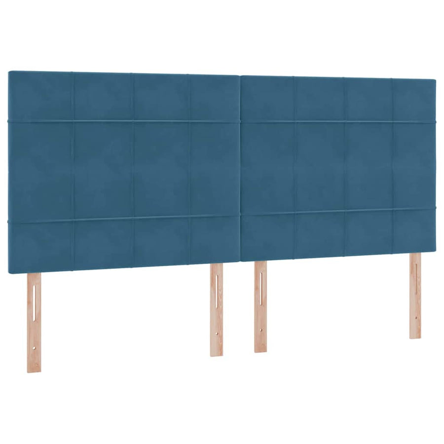 Opbergbed met LED met matras Donkerblauw 200 x 200 cm Fluweel