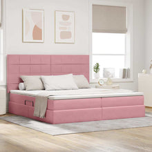 Opbergbed met LED met matras Roze 200 x 200 cm Fluweel