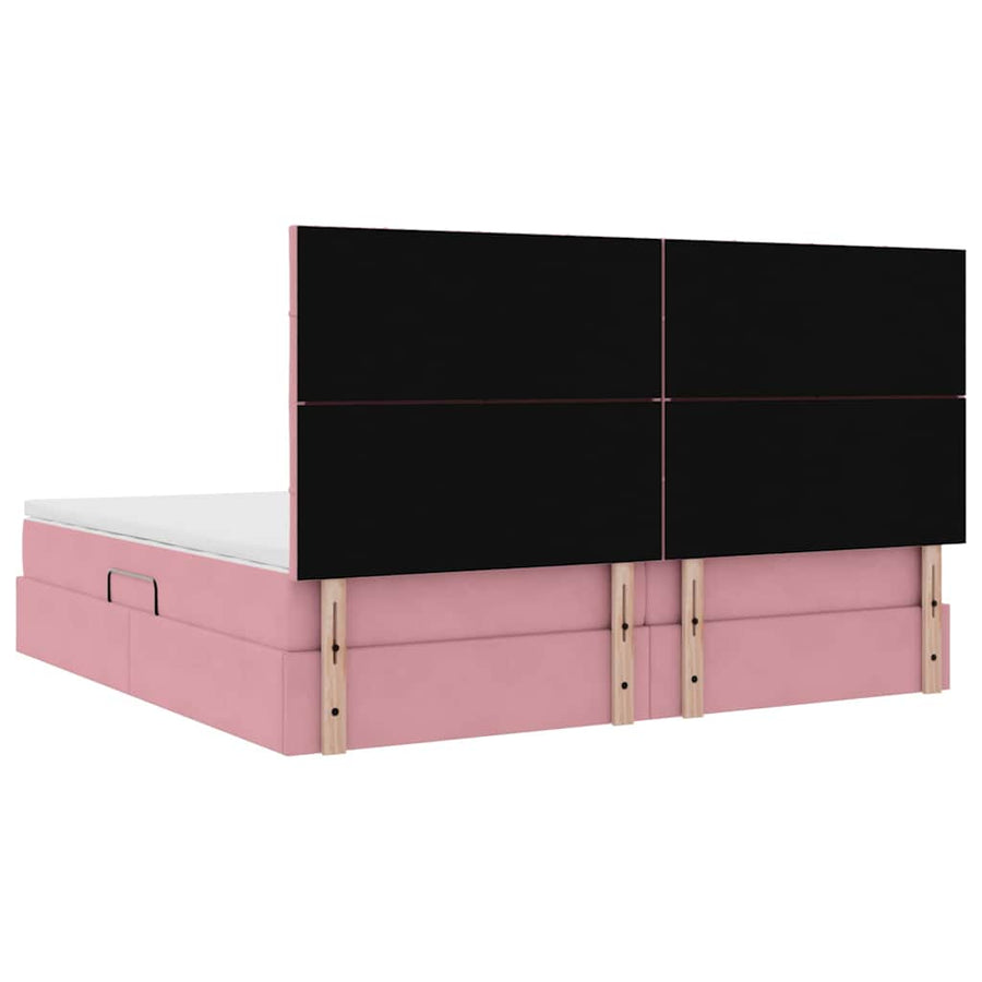Opbergbed met LED met matras Roze 200 x 200 cm Fluweel