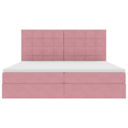 Opbergbed met LED met matras Roze 200 x 200 cm Fluweel