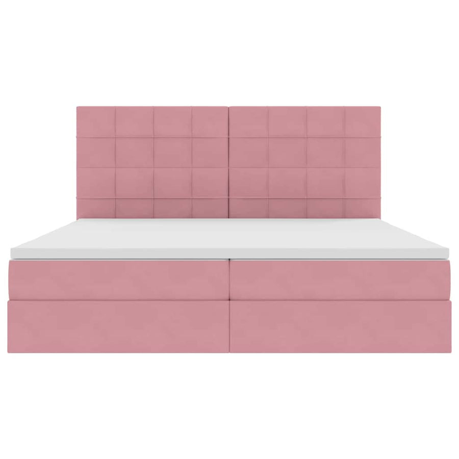 Opbergbed met LED met matras Roze 200 x 200 cm Fluweel