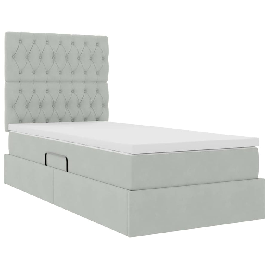 Opslag bed met matras met matras Lichtgrijs 90 x 190 cm Fluweel