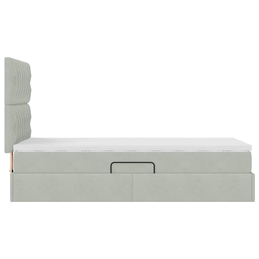 Opslag bed met matras met matras Lichtgrijs 90 x 190 cm Fluweel