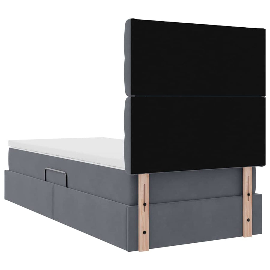 Opslag bed met matras Donkergrijs 90 x 190 cm Fluweel