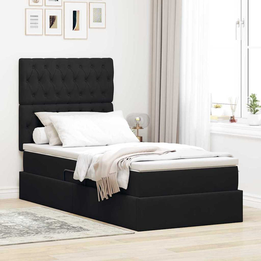 Opslag bed met matras met matras Zwart 90 x 190 cm Fluweel
