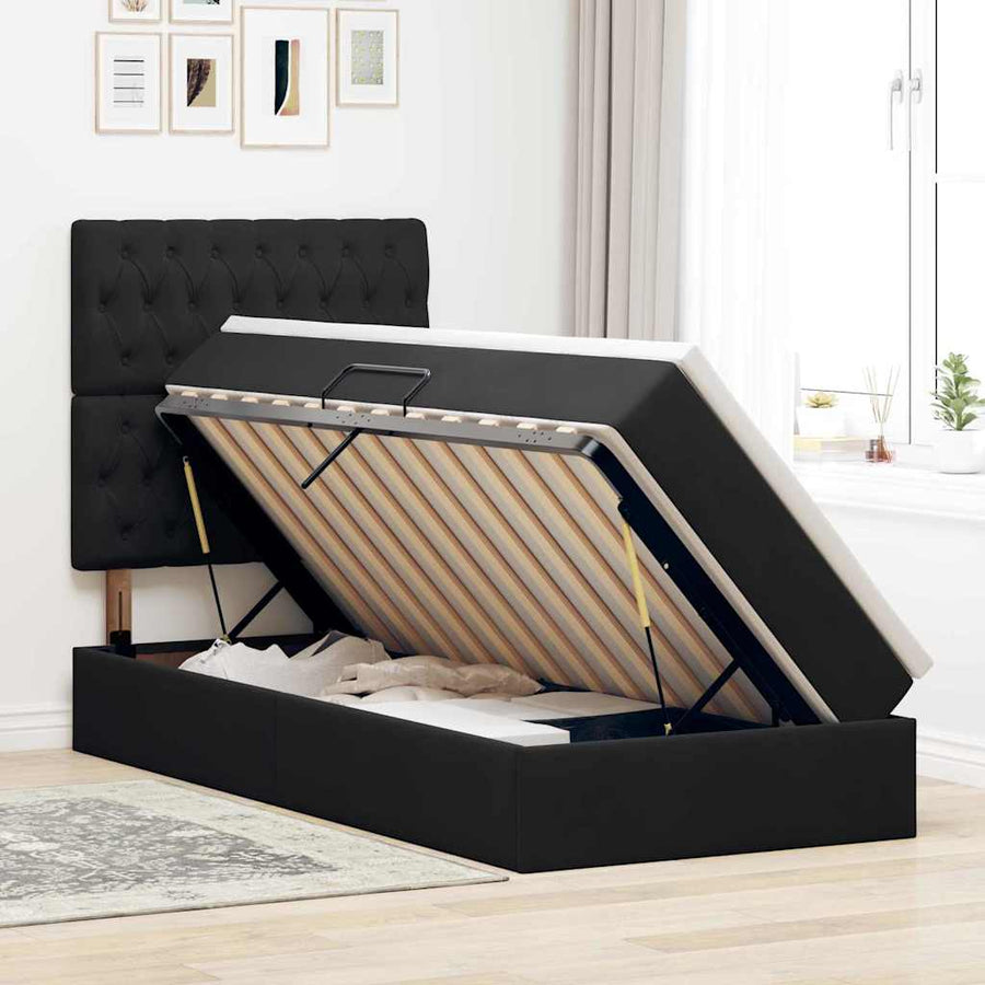 Opslag bed met matras met matras Zwart 90 x 190 cm Fluweel