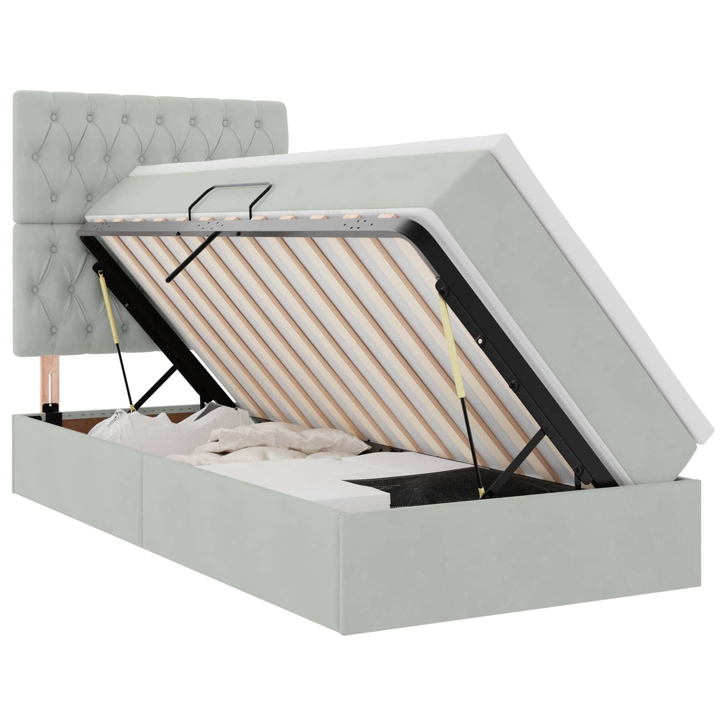 Opslag bed met matras met matras Lichtgrijs 90 x 200 cm Fluweel