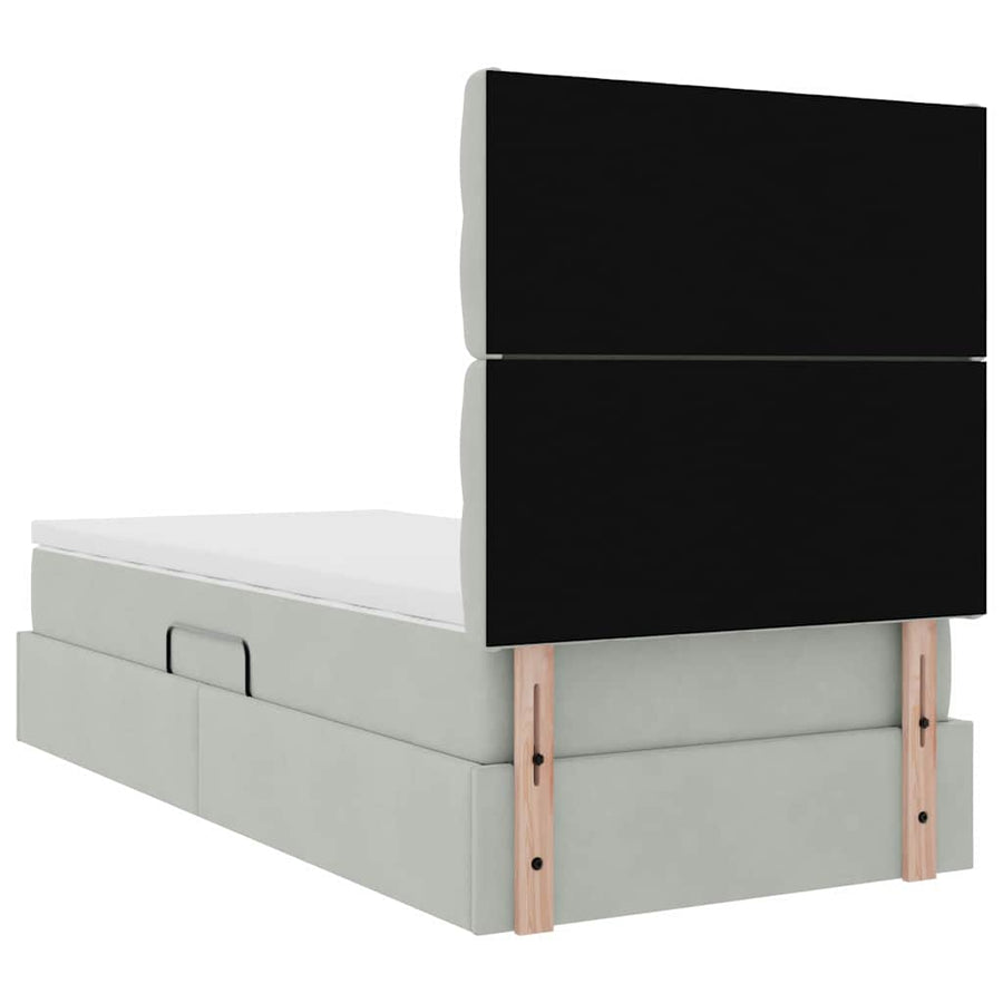 Opslag bed met matras met matras Lichtgrijs 90 x 200 cm Fluweel