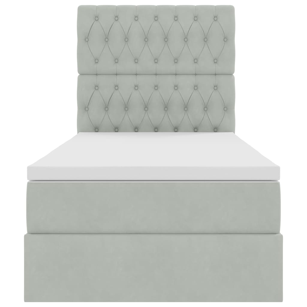 Opslag bed met matras met matras Lichtgrijs 90 x 200 cm Fluweel