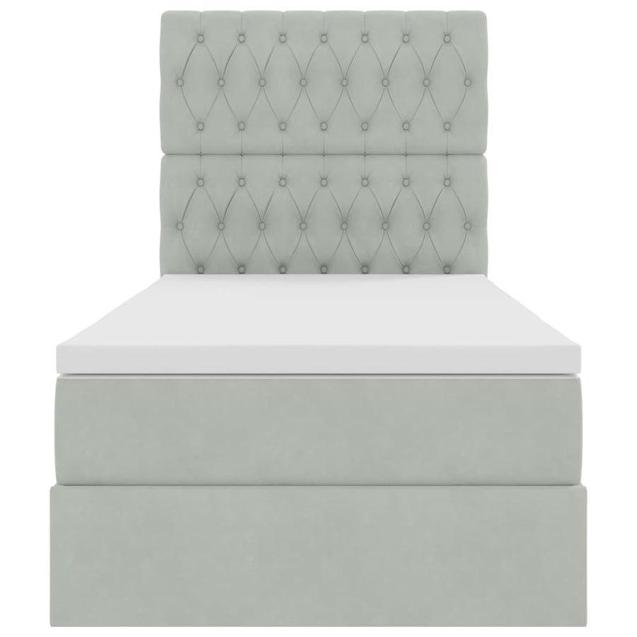 Opslag bed met matras met matras Lichtgrijs 90 x 200 cm Fluweel