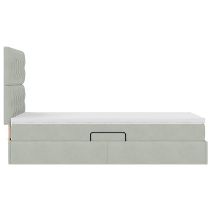 Opslag bed met matras met matras Lichtgrijs 90 x 200 cm Fluweel