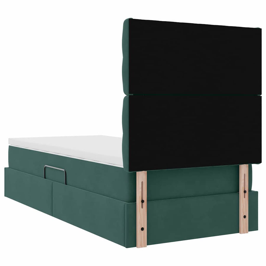 Opslag bed met matras Donkergroen 90 x 200 cm Fluweel