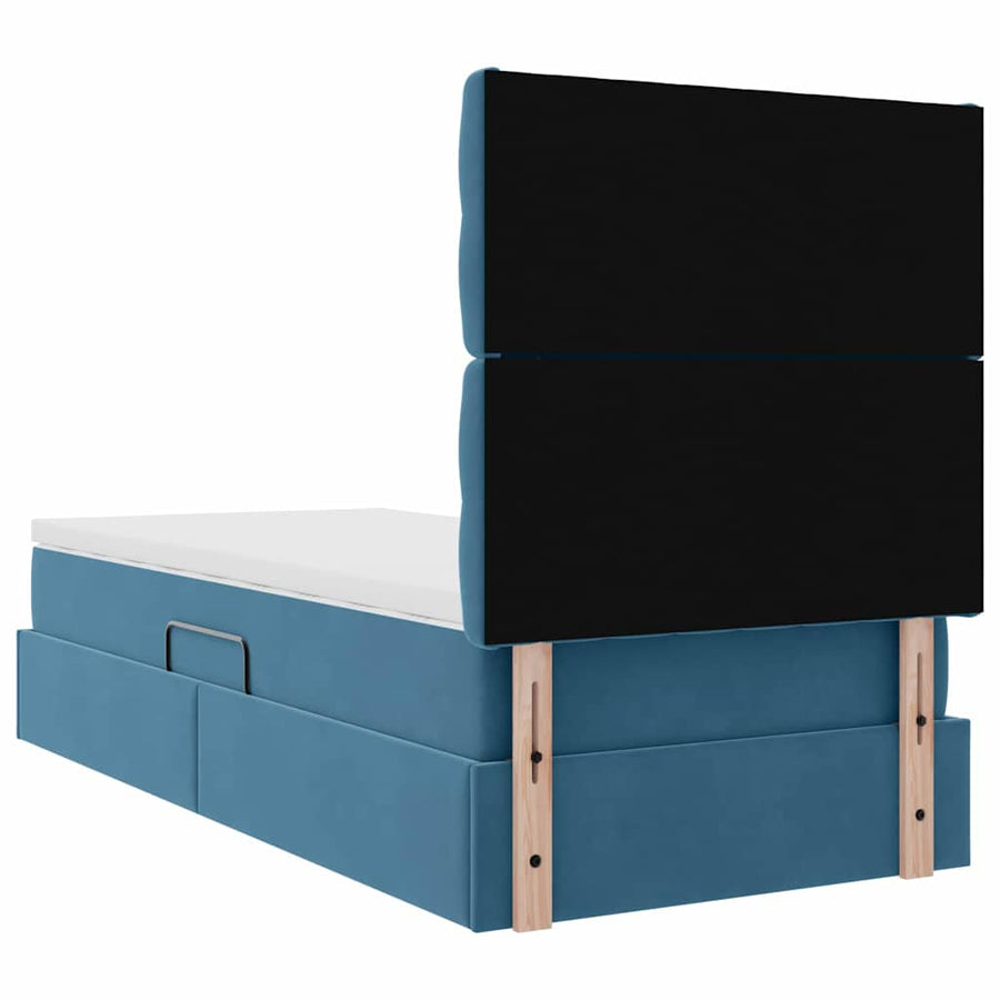 Opslag bed met matras Donkerblauw 90 x 200 cm Fluweel