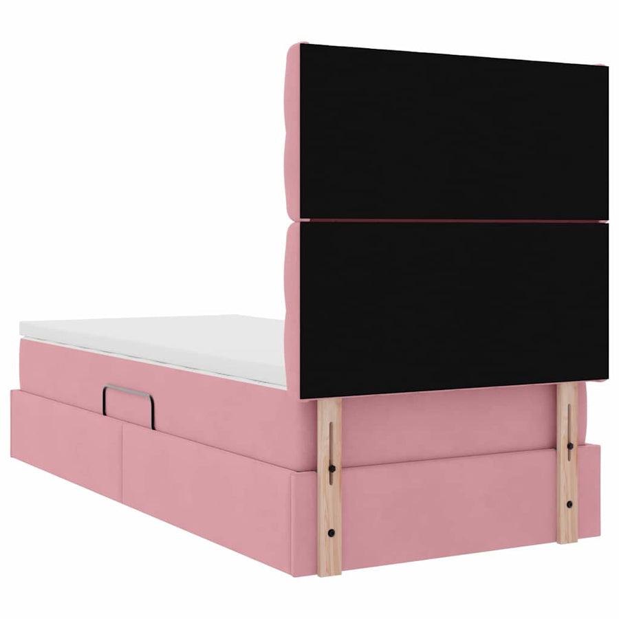 Opslag bed met matras met matras Roze 90 x 200 cm Fluweel