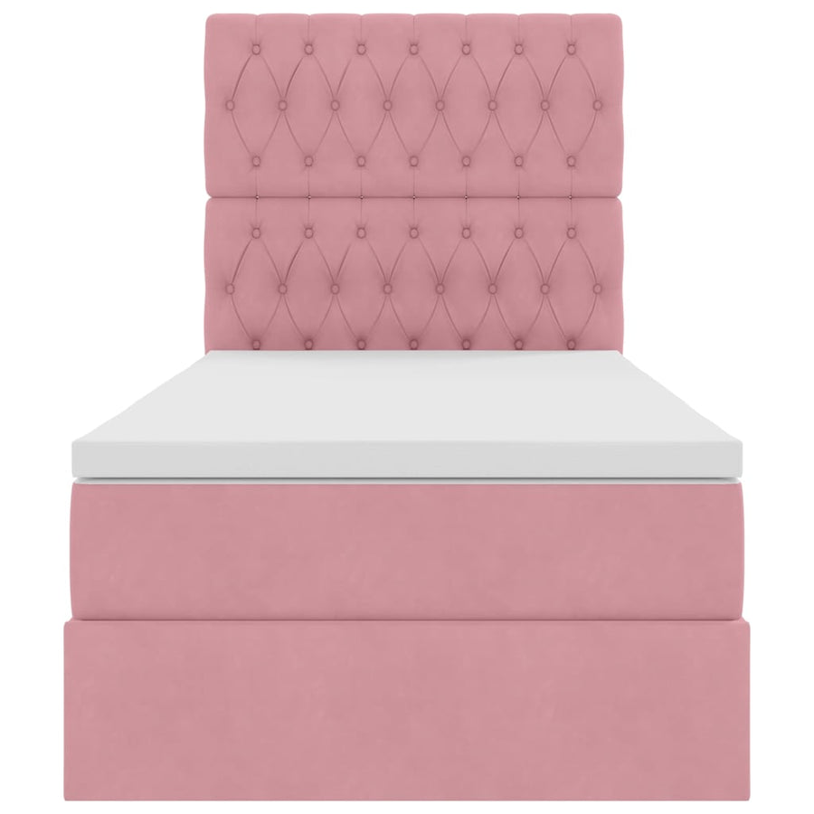 Opslag bed met matras met matras Roze 90 x 200 cm Fluweel