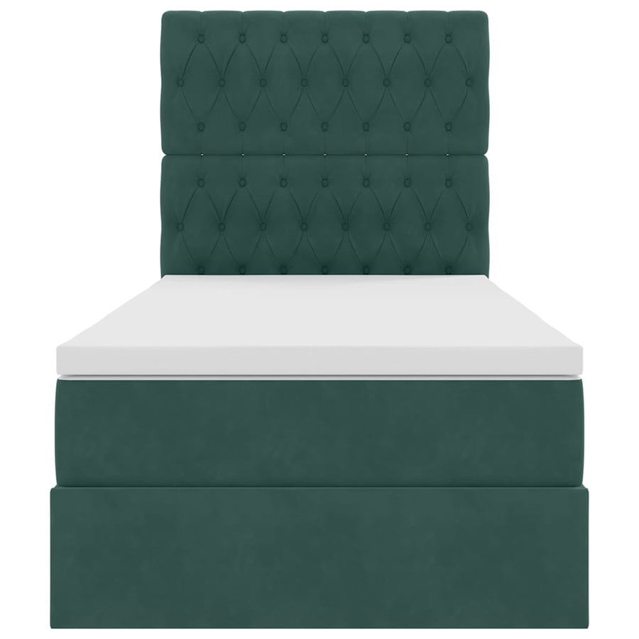 Opslag bed met matras Donkergroen 100 x 200 cm Fluweel