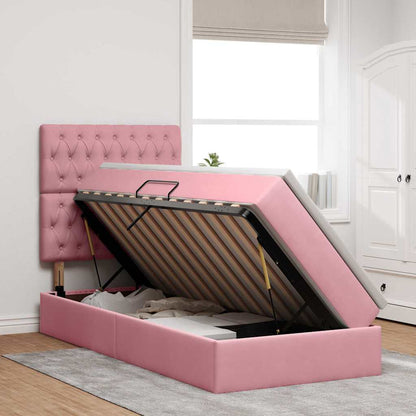 Opslag bed met matras met matras Roze 100 x 200 cm Fluweel