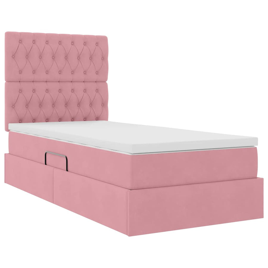 Opslag bed met matras met matras Roze 100 x 200 cm Fluweel