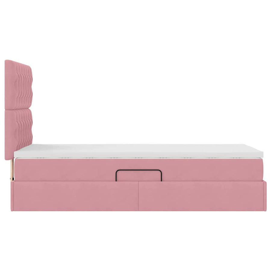 Opslag bed met matras met matras Roze 100 x 200 cm Fluweel