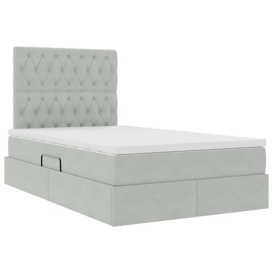 Opbergbed met LED met matras Lichtgrijs 120 x 200 cm Fluweel