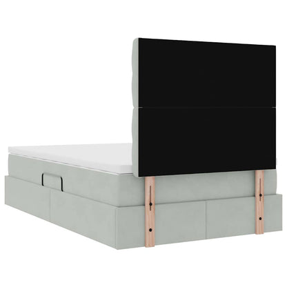 Opbergbed met LED met matras Lichtgrijs 120 x 200 cm Fluweel